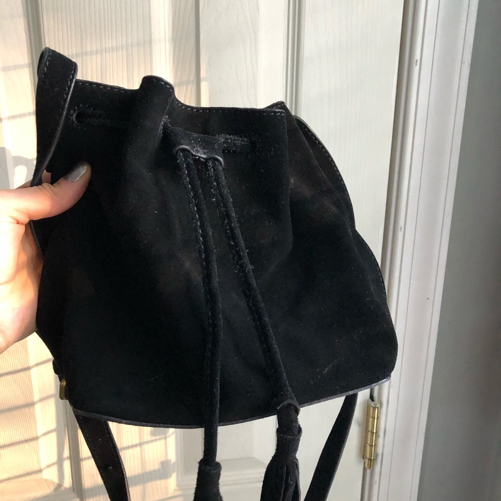 J Crew Factory mini suede drawstring purse
